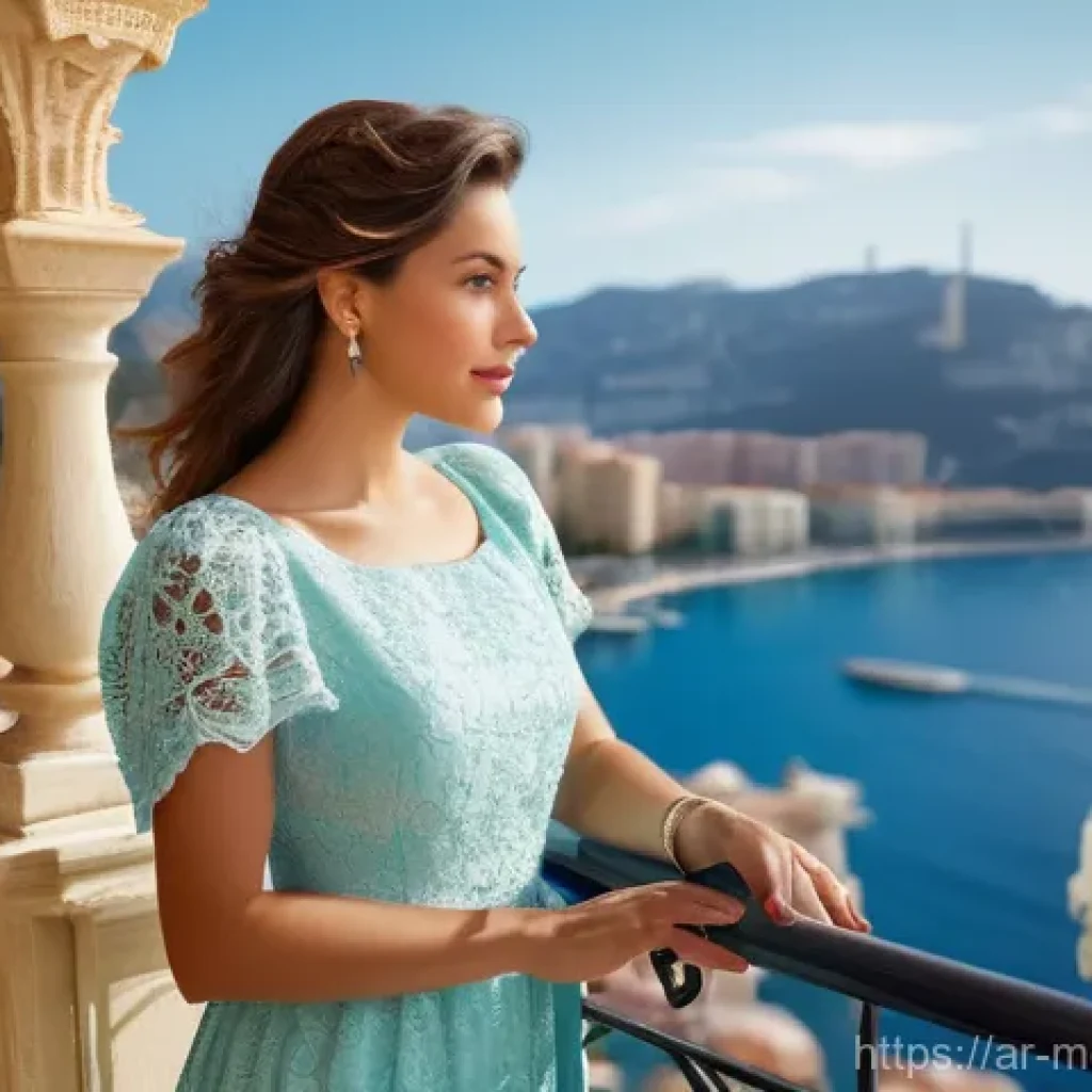 모나코 생활비 및 거주 비용 - **Monaco Mediterranean Dream Balcony**
A sophisticated, elegantly dressed woman in her late 20s ...
