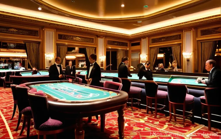 모나코 내 카지노 산업과 경제적 영향 - **Prompt 1: "A grand, opulent casino interior in Monaco, bathed in warm, elegant lighting. Crystal c...