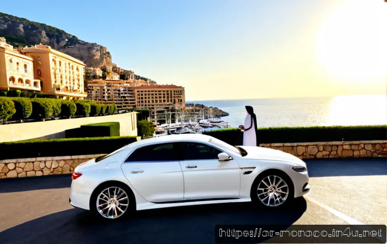 모나코에서의 VIP 서비스 및 맞춤형 여행 패키지 - Photorealistic luxury travel concierge scene in Monaco, an elegant Arab couple in refined modest res...